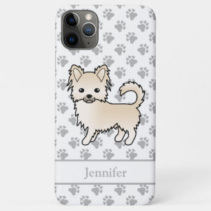 Creme Long Coat Chihuahua Cartoon Dog & Name Case-Mate iPhone Hülle