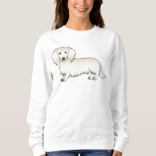 Creme Long Hair Dackel Niedlich Cartoon Dog Sweatshirt