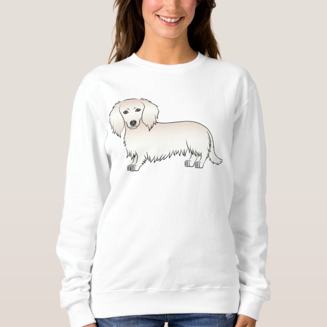 Creme Long Hair Dackel Niedlich Cartoon Dog Sweatshirt (Vorderseite)