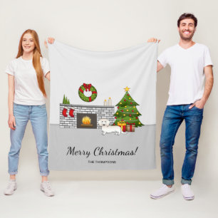 Creme Long Hair Dackel Niedlich Hund Weihnachtsrau Fleecedecke