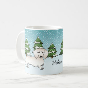 Creme Long Hair Dackel Niedlich Hund - Winterwald Kaffeetasse