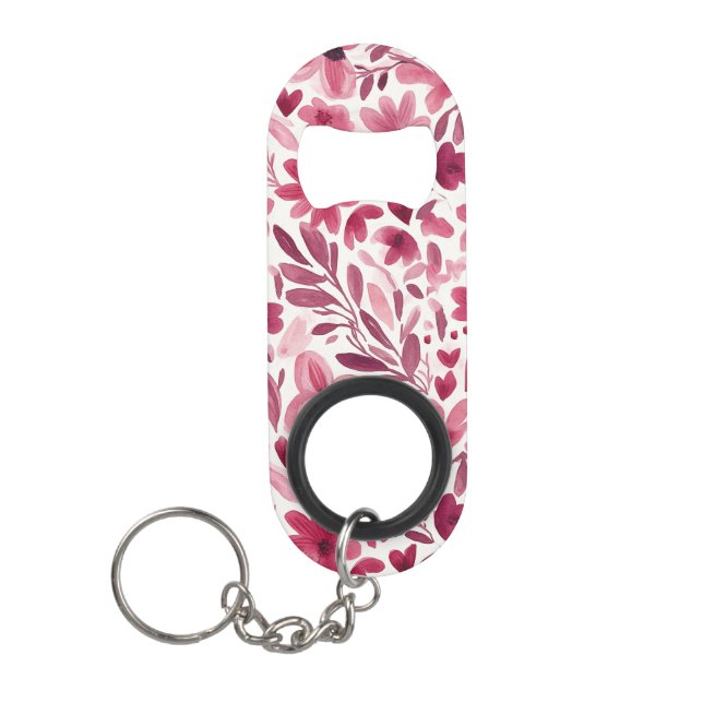 Creme Mädchenhaft Rosa Rote Blumen Herzen   Mini Flaschenöffner (Vorderseite)