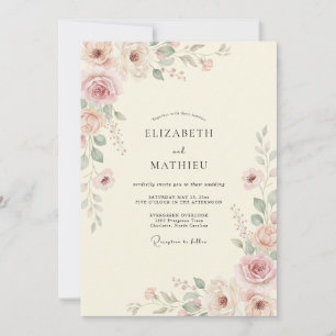 Creme-Mauve-gemalte-Hochzeit Einladung