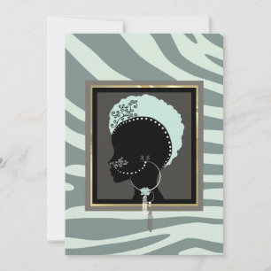 Creme, Minzgrün und schwarzer Zebradruck Feiertagskarte