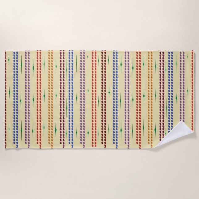 Creme mit mehrfarbigen Streifen Strandtuch (Vorderseite)