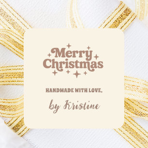 Creme mocha handgefertigt aus Weihnachtsgeschenk U Quadratischer Aufkleber