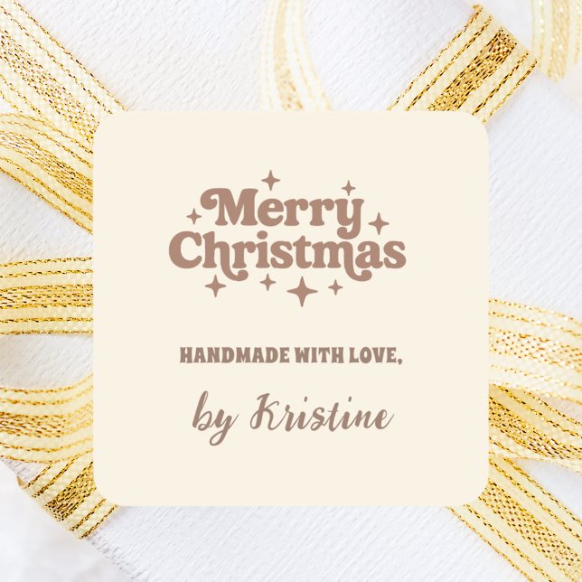 Creme mocha handgefertigt aus Weihnachtsgeschenk U Quadratischer Aufkleber (Von Creator hochgeladen)