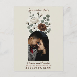 Creme Mocha Modern Floral Save the Date Ankündigungspostkarte