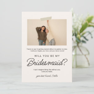 Creme Modern Foto Frame werden Sie meine Bridesmai Einladung