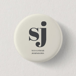 Creme-Monogramm-Initialen Button