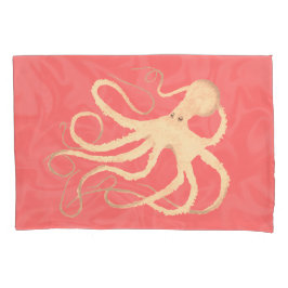 Creme Octopus auf Korallen - 2 Standard Pillowcase Kissenbezug
