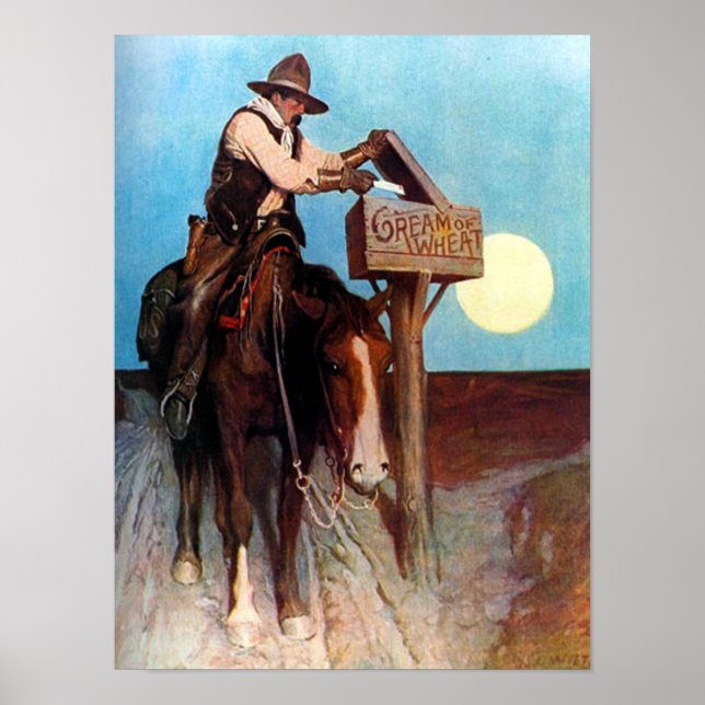 Creme of Wheat Cowboy Postman N C Wyeth Circa 1908 Poster (Vorne)