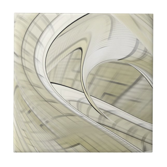 Creme Pastel Herbst Abstrakte Kunst Fliese (Vorderseite)