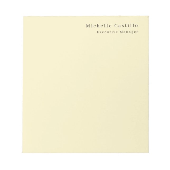 Creme Pastellfarbe Minimalistischer Moderner Einfa Notizblock (Vorderseite)