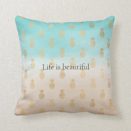 Creme Peach Aqua Ombre Gold Ananas Kissen