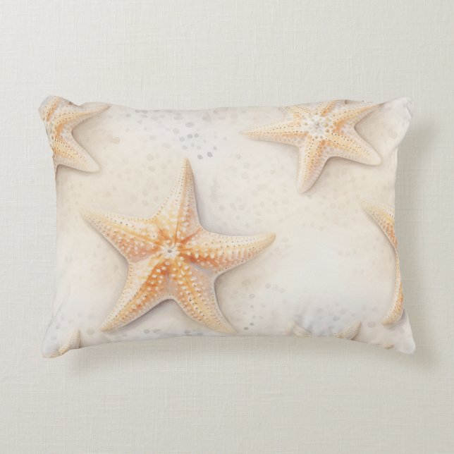 Creme Peach Beach Starfish Dekokissen (Vorderseite)