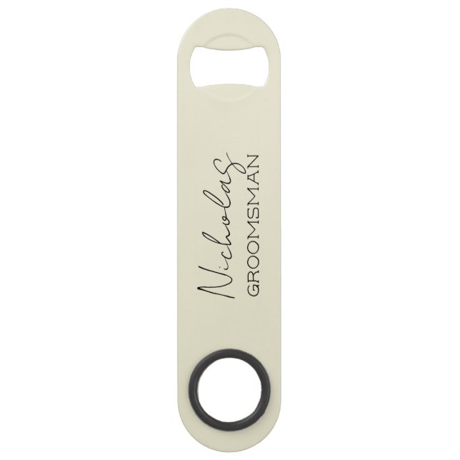 Creme Personalisierter Trauzeuge Speed Flaschenöffner (Vorderseite)