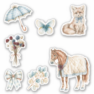 Creme Pferd Hund Regenschirm Schmetterling Aufkleber