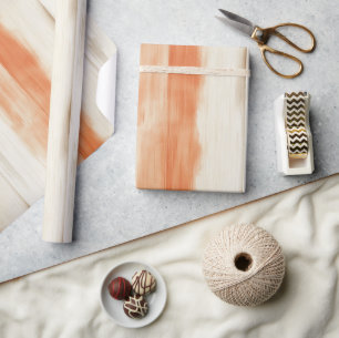 Creme-Pfirsich-Orange-Streifen-Geburtstag Geschenkpapier