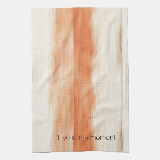 Creme Pfirsich Orange Streifen   Geschirrtuch (Vertikal)