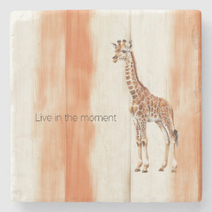 Creme-Pfirsich-Orange-Streifen-Giraffe-Safari-Tier Steinuntersetzer