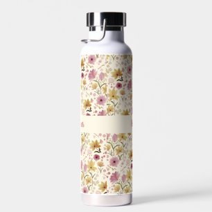 Creme-Pflaume-Wildblumen-Wasserfarbe-Monogramm-Nam Trinkflasche