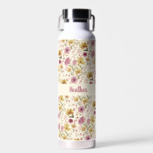 Creme-Pflaume-Wildblumen-Wasserfarbe-Monogramm-Nam