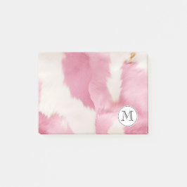 Creme Pink Cowgirl Cowhide Monogram Post-it Klebezettel