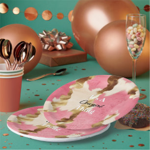 Creme Pink Gold Cowgirl Cowhide Zitat Geburtstag Pappteller