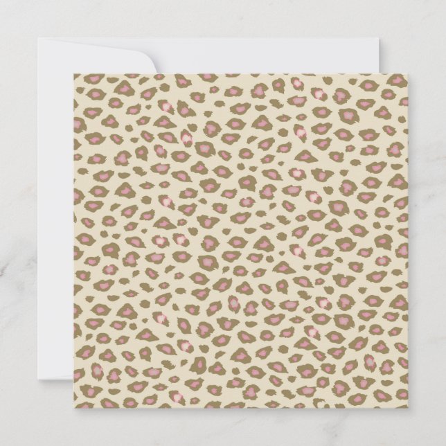 Creme Pink Leopard Print Birthday Einladung (Vorderseite)
