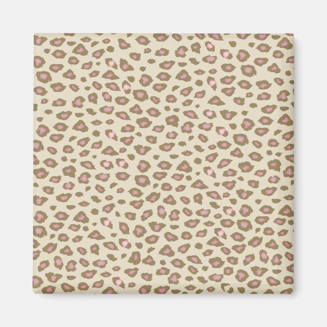 Creme Pink Leopard Print Magnet (Vorne)