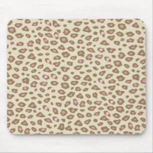 Creme Pink Leopard Print Mousepad