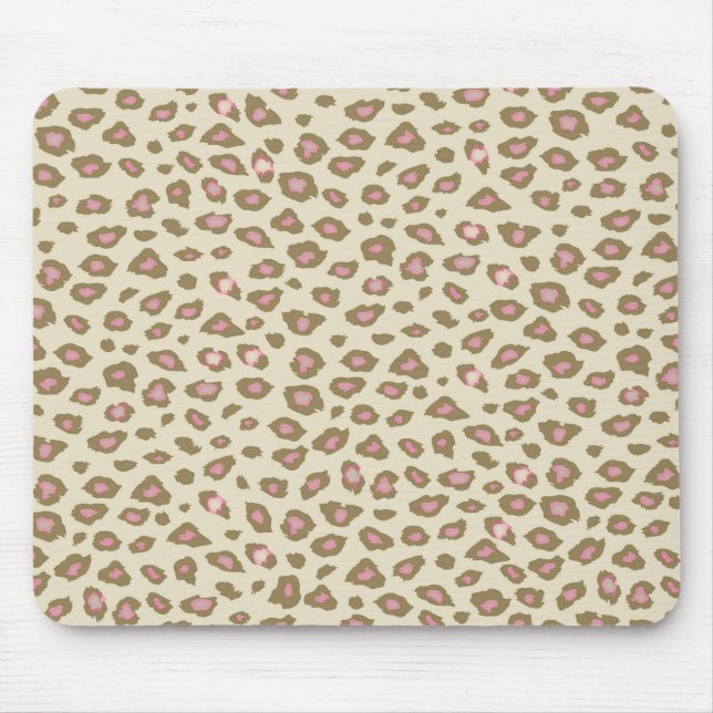 Creme Pink Leopard Print Mousepad (Vorne)