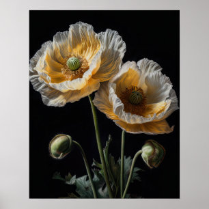 Creme Poppy Blume Art Print Poster