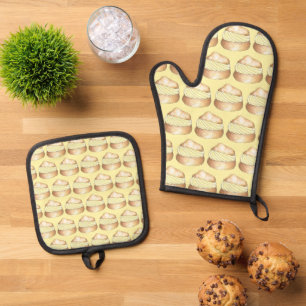 Creme Puff Puffs Feinschmecker Konditorei Ofenhandschuh & Topflappen-Set
