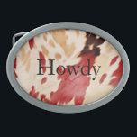 Creme Red Western Cowhide Ovale Gürtelschnalle<br><div class="desc">Creme Red Black Western Cowgirl Cowboy Southwest Cowhide Weihnachten oder jede Gelegenheit</div>