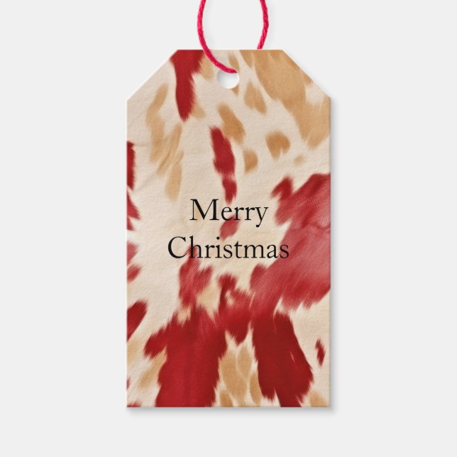 Creme Red Western Cowhide Personalisierter Name Geschenkanhänger (Vorderseite)