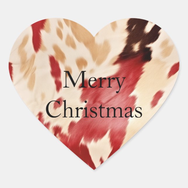 Creme Red Western Cowhide Personalisierter Name Herz-Aufkleber (Vorderseite)