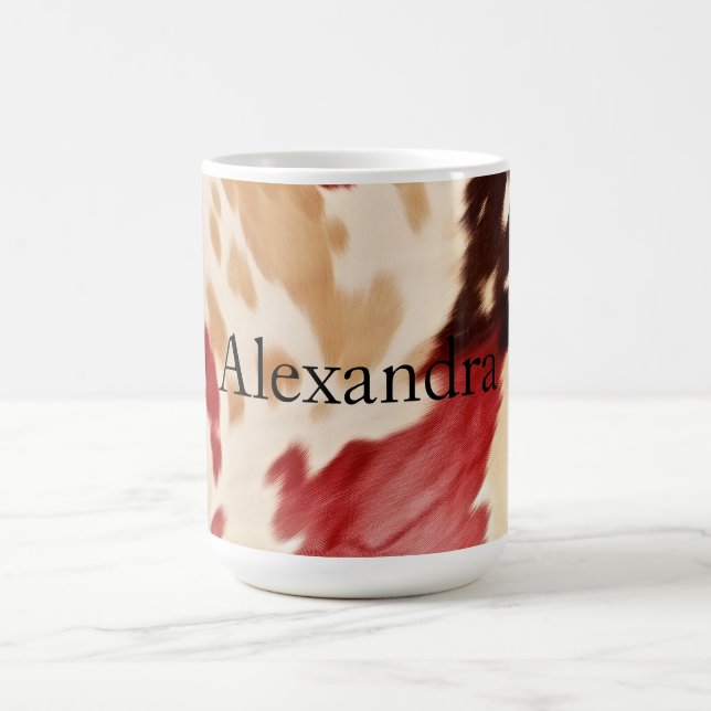 Creme Red Western Cowhide Personalisierter Name Kaffeetasse (Mittel)