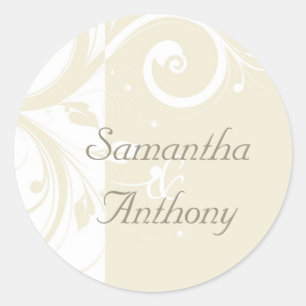 Creme Reverse Swirl Matching Umschlag Aufkleber