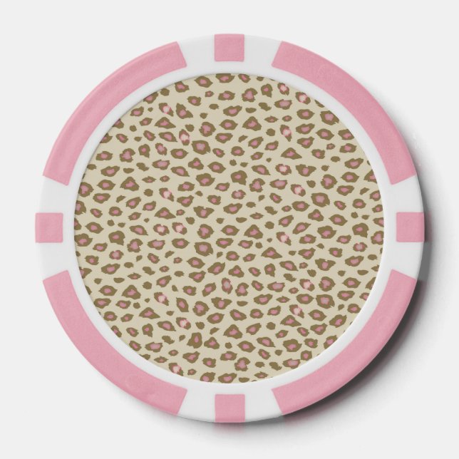 Creme Rosa Leopardenprint Pokerchips (Vorderseite)