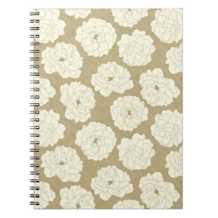 Creme Rose auf Golden Beige - nahtlos. Notizblock