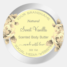 Creme-Rose Gelbe Blumenverpackungen Etiketten Runder Aufkleber