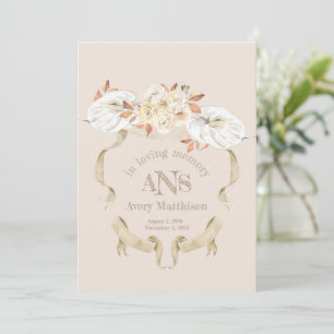 Creme Rose Monogram Wappen Beerdigung Programm