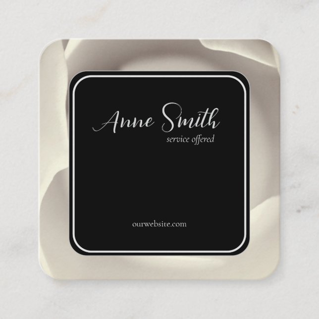 Creme Rose Petal Bloral Accent - elegant & modern Quadratische Visitenkarte (Vorderseite)