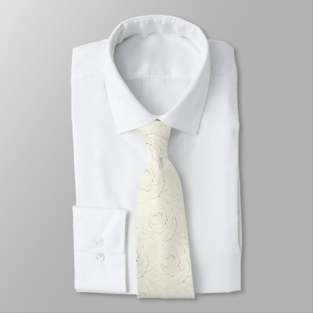 Creme Rose Petals Sketch Neck Tie Krawatte (Gebunden)