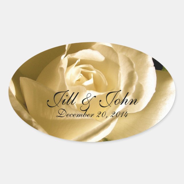 Creme-Rose Save the Date Oval-Hochzeitslabel Ovaler Aufkleber (Vorderseite)