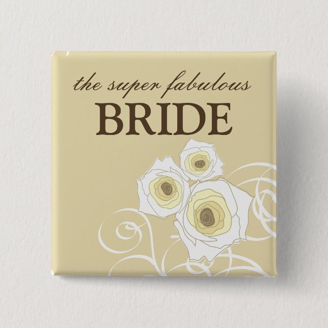 Creme-Rose und Wirbel-Brausekopf Button (Vorderseite)