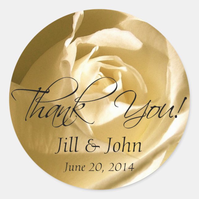 Creme Rose Vielen Dank Gastgeschenk Hochzeit Stick Runder Aufkleber (Vorderseite)