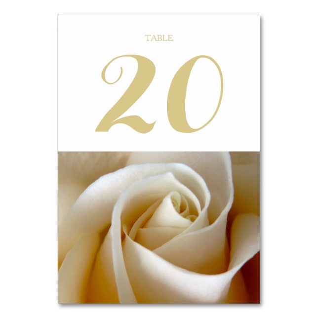 Creme Rose Wedding Foto Gold Tischnummer (Vorderseite)